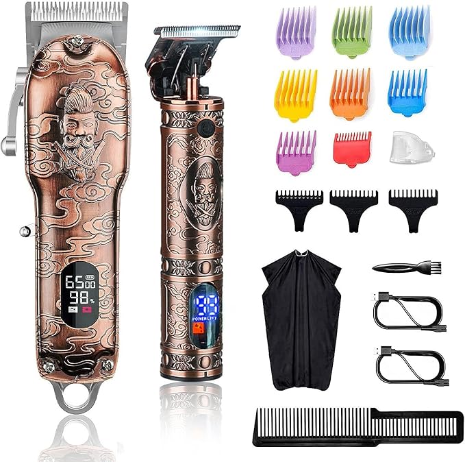 Suttik Hair Clippers and Trimmers Set for Men, Professional Cordless Barber Clippers for Hair Cutting, Beard Trimmer Hair Cutting Kit with T-Blade Close Cutting Trimmer
