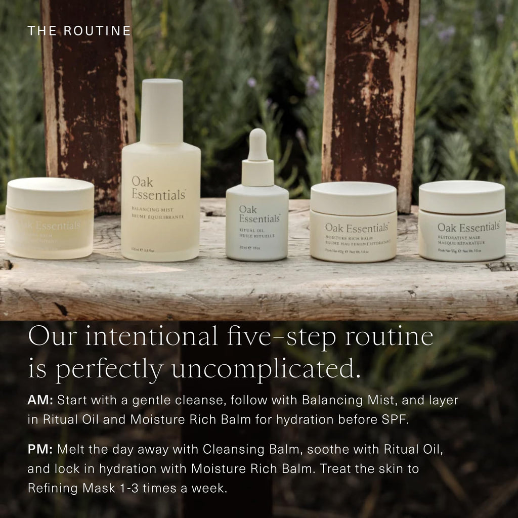 Oak Essentials The Routine Face Skincare Set, 5-Piece, Full Sizes