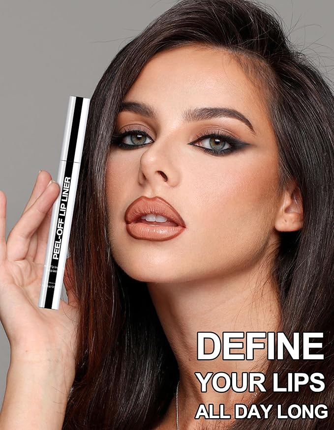 Erinde Peel Off Lip Liner Stain, Long Lasting Tattoo Lip Liner with Tweezer, Matte Finish, Waterproof Transfer Proof Lip Stain Peel Off, Non-Stick Cup Nude Lipstain Lipliner, 01
