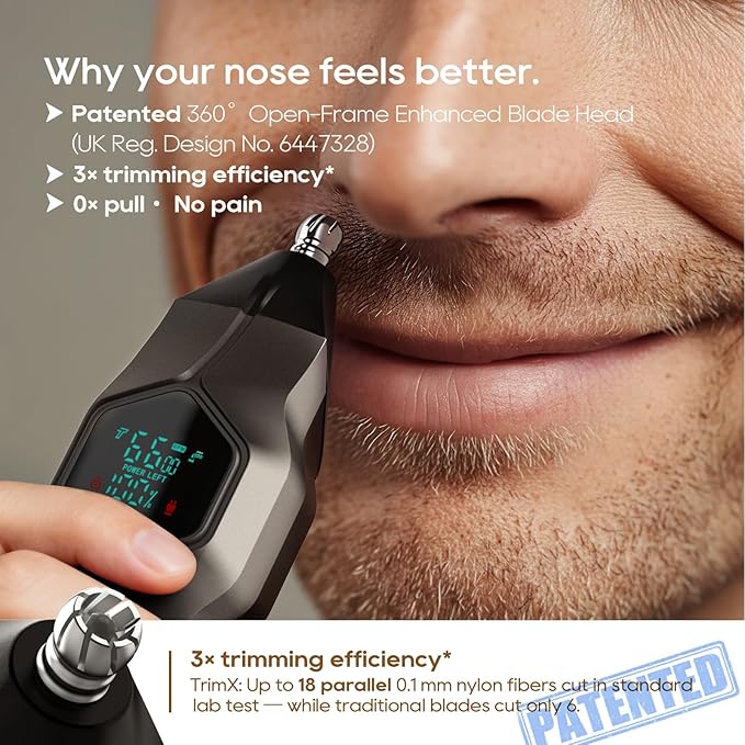 TRIMX Beard Trimmer for Men, Magnetic Snap-on Replacement Heads, Gray