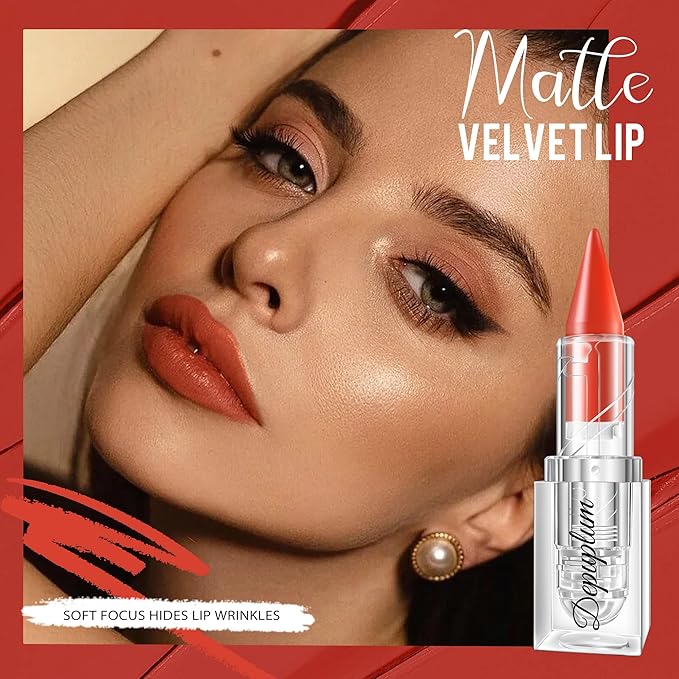 Depuplum Orange Red Lipstick Gradient Matte Lip Liner Combo Women