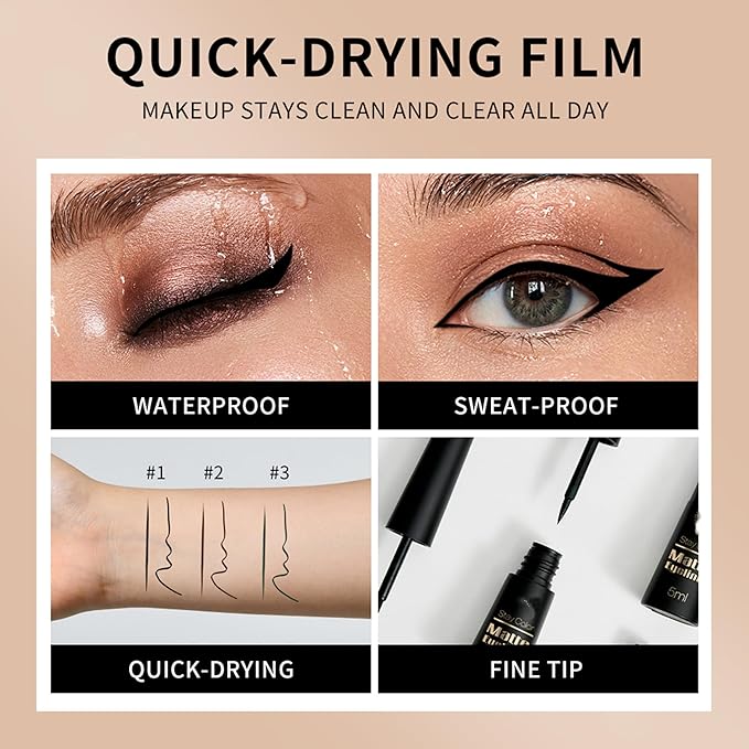 MAEPEOR Ultra-Fine Liquid Eyeliner Light Brown High-Pigmented Matte Eyeliner Pen Stay All Day Makeup with Fine Brush Tip (L02 Coffe Matte)