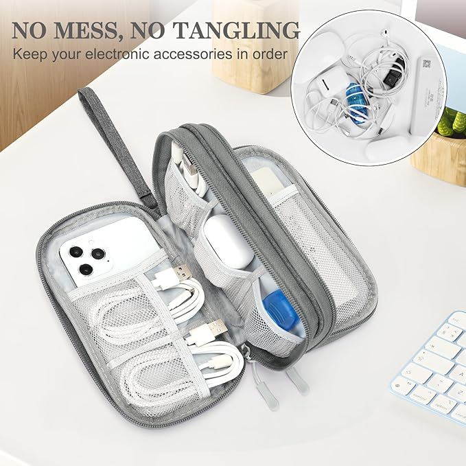 FYY Electronic Organizer, Travel Tech Pouch Bag, Cable Organizer Dark Grey