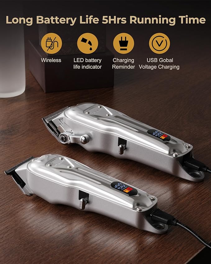 VGRPRO Electric Hair Clippers for Men, Cordless Clipper and Trimmer Set, Clippers for Hair Cutting Kit with Long Battery Life, Hair Grooming Trimmer for Family Kids and Self-Haircut Use