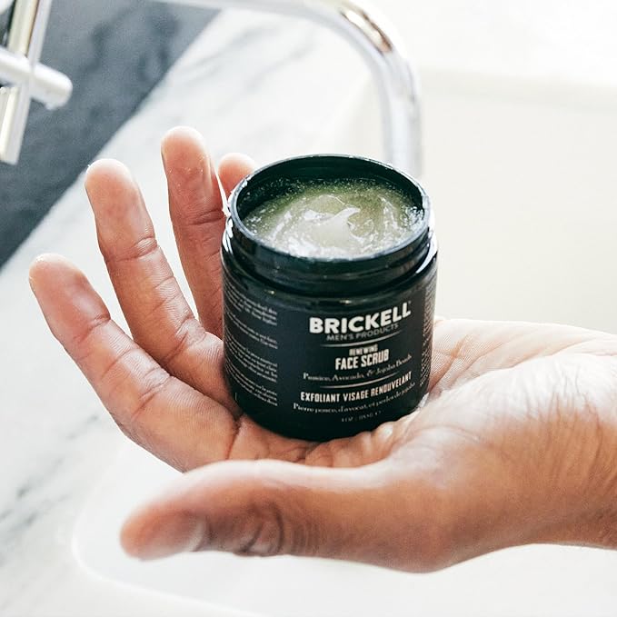 Brickell Men's Daily Elite Face Care Routine I, Toner, Gel Face Wash, Face Scrub, Anti-Aging Cream, Eye Cream, Charcoal Mask & Moisturizer, With Protein Peptides, Hyaluronic Acid, & Caffeine, Scented