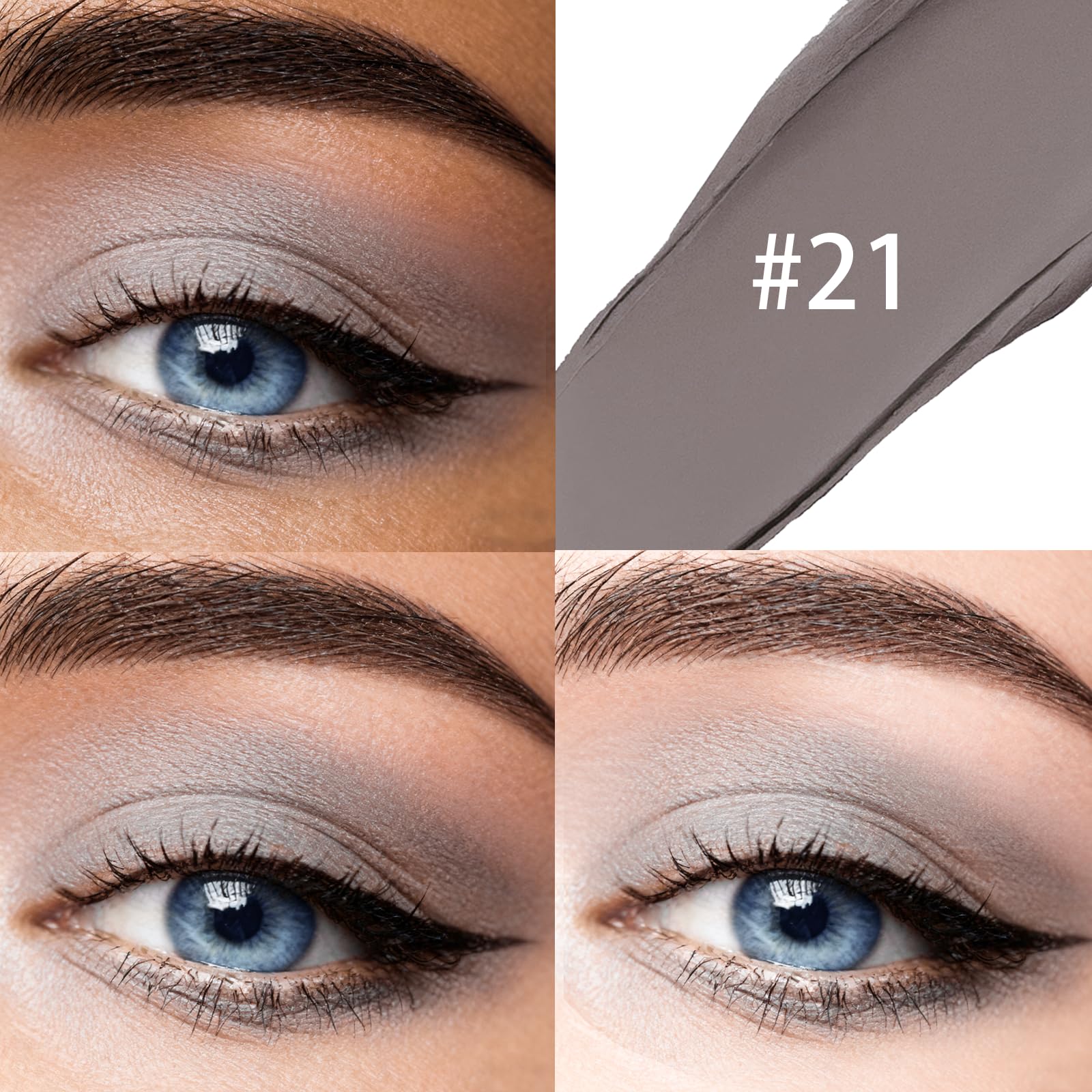Euphily Matte Cream Eyeshadow Stick, Waterproof Eye Shadow Stick, Long-Lasting and Blendable High Pigmented Single Eyeliner Makeup for Women, 21 Gray Brown