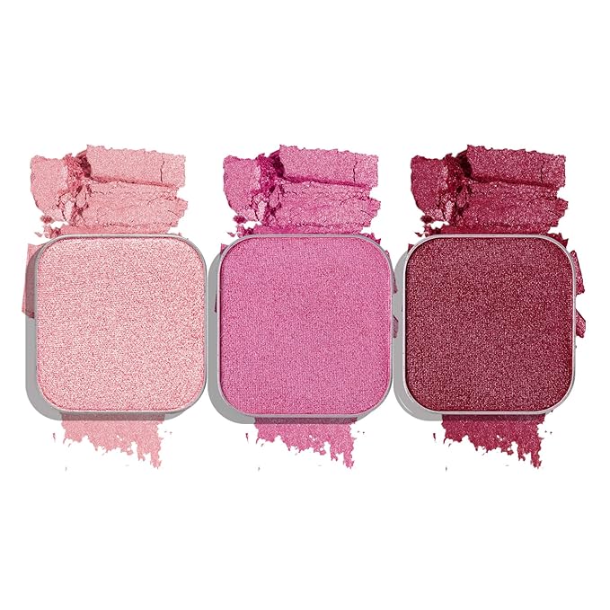Fillwie Pink Shimmer Eyeshadow Set, Customizable Single Pan Palette Refills