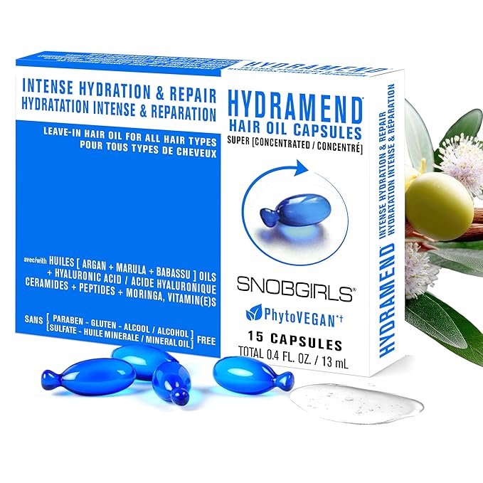 SNOB GIRLS HYDRAMEND Hair Serum Capsules for Dry & Damaged Hair, Argan Oil