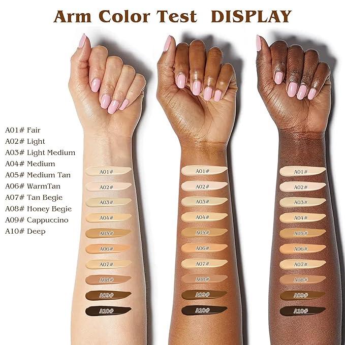 Full Coverage Liquid Concealer, Foundation Makeup for Older Women, Covers Blemishes & Under-Eye Circles, Spots, Matte Finish, Hydrating Primer for Correct, 0.06 fl oz, Vegan & Cruelty-Free 10#Deep