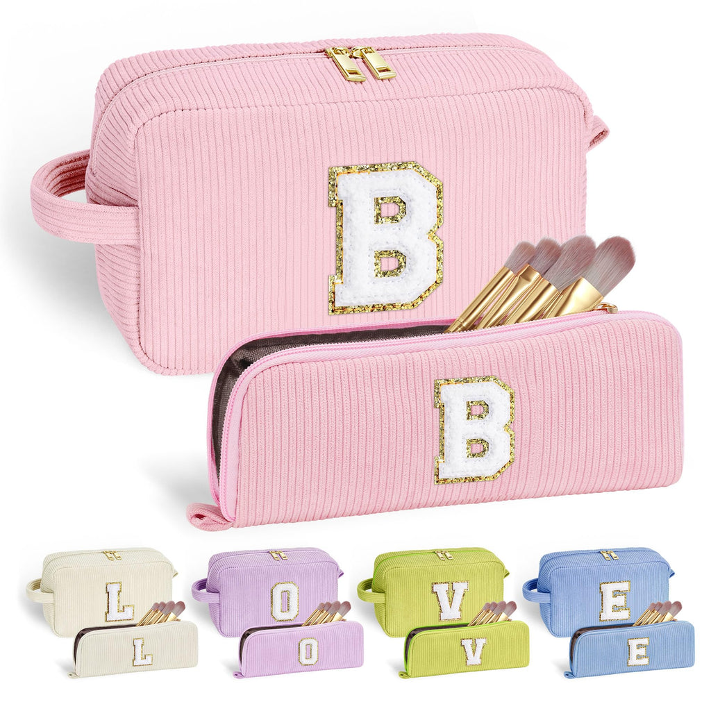 YOOLIFE Birthday Gifts for Women, 7 8 9 10 11 12 13 14 15 Year Old Girl Birthday Gift Bridesmaid Proposal Gifts Girls Pink Makeup Bag Personalized Gifts for Women Cute Make Up Bag Cosmetic Bag Pink B