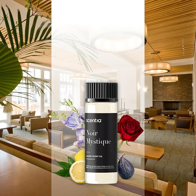 Scentia Noir Mystique Aromatherapy Oil for Diffuser – Hotel Scent Inspired by Edition Hotel – 20 mL – Rose, Bergamot & Musk Natural Fragrance Oil for Waterless & Cold Air Diffusers, Made in USA