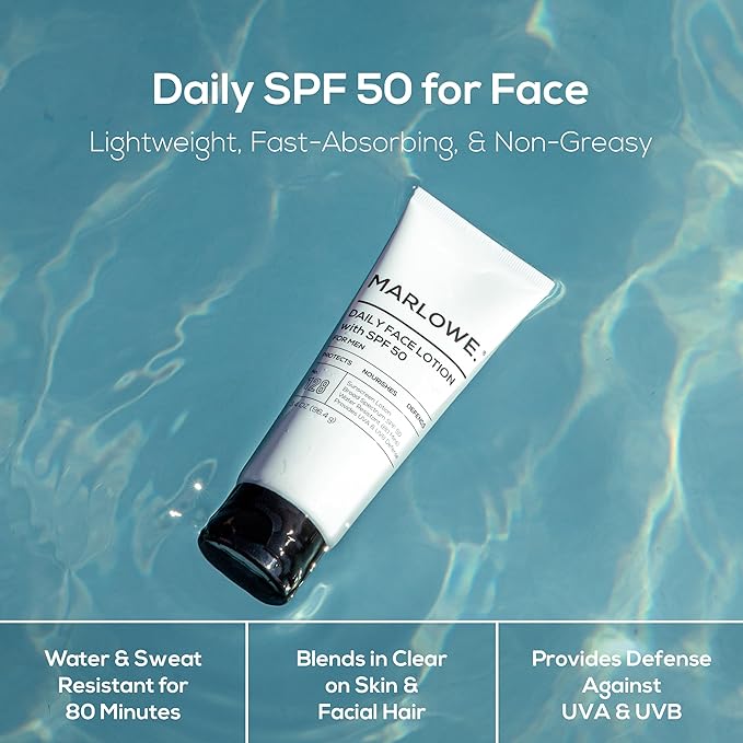 MARLOWE. Face Moisturizer with SPF 50, Daily Sunscreen Lotion, 3.4 oz