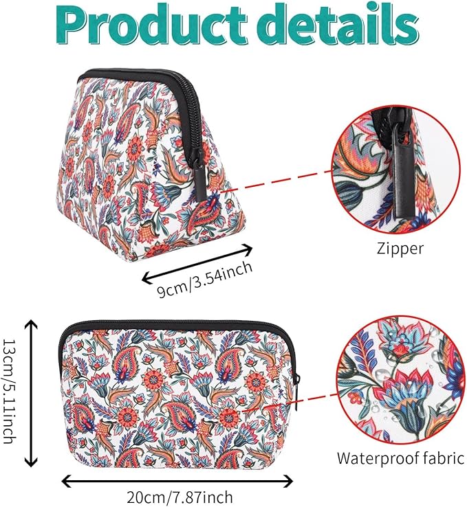 AJLTPA Waterproof Neoprene Cosmetic Bag, Paisley Floral