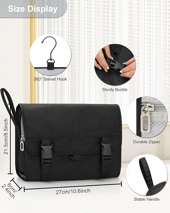 Relavel Travel Hanging Toiletry Bag for Men Women Travel Kit Shaving Bag