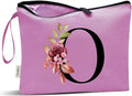 Vavabox A-Z Personalized Makeup Bag, Birthday Gifts for Women Mom, Gifts for Best Friend, Bride Bridesmaid Cosmetic bag (O, 07-Purple)