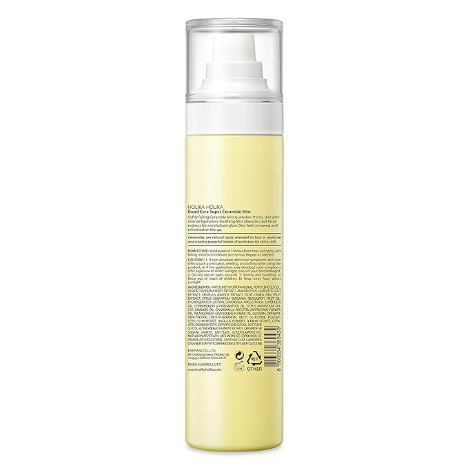 HOLIKA HOLIKA Good Cera Super Ceramide Mist – pH 5.5 Triple Ceramide Barrier Facial Spray | Ultra-Fine Mist with Fermented NP AP EOP & Botanical Oils, 7-Free Korean Skincare 4.05 fl oz (120ml)