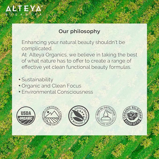Alteya Organics Rose Water USDA Organic Facial Toner 6.8 Fl Oz Miron Glass