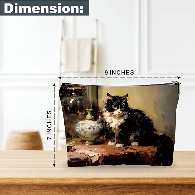 YKYENR Art Theme Makeup Bag - Sloppy Cats On The Desk - Drawing Printing Cosmetic Bag, Toiletry Bag Gift For Girls, Teen, Personal Care & Accessories - A09