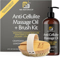 Anti Cellulite Massage Oil and Firm Dry Body Brush Kit, 8 fl oz by M3
