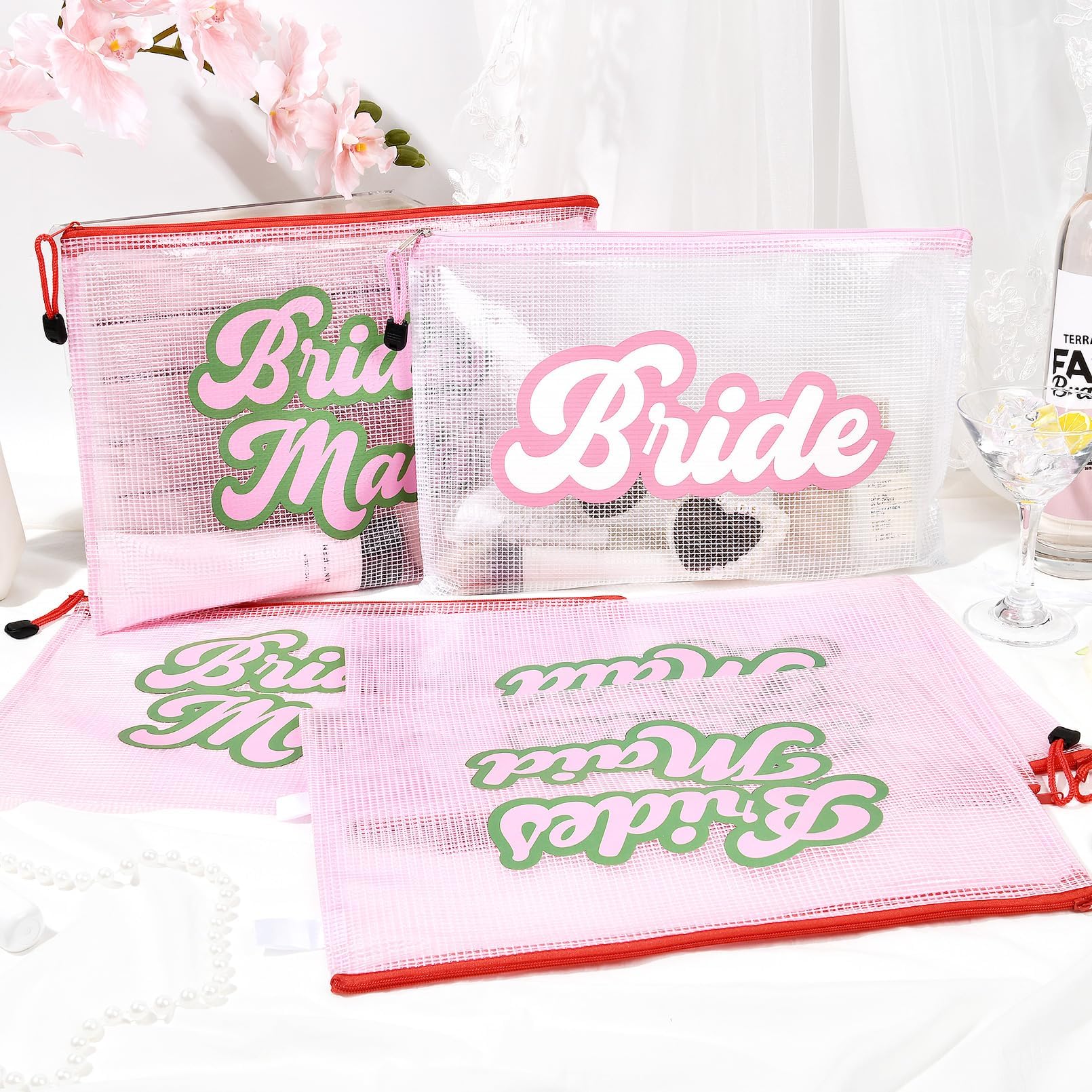 SOIDRAM 6PCS Bridesmaid Makeup Bag Clear Zippered Bag Bridesmaid Proposal Gifts Cosmetic Pouch for Wedding Party Favors Bachelorette Party Decorations Toiletry Organizer Bag Cosmetic Case Gift