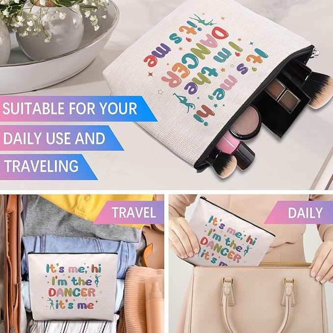 CEASQVAA Dance Dancer Gifts Makeup Bag, Birthday Gifts for Dancers, Dance Bag Stuff for Women, It's Me Hi I'm The Dancer Cosmetic Bag, Dancing Teammate Gift for Women