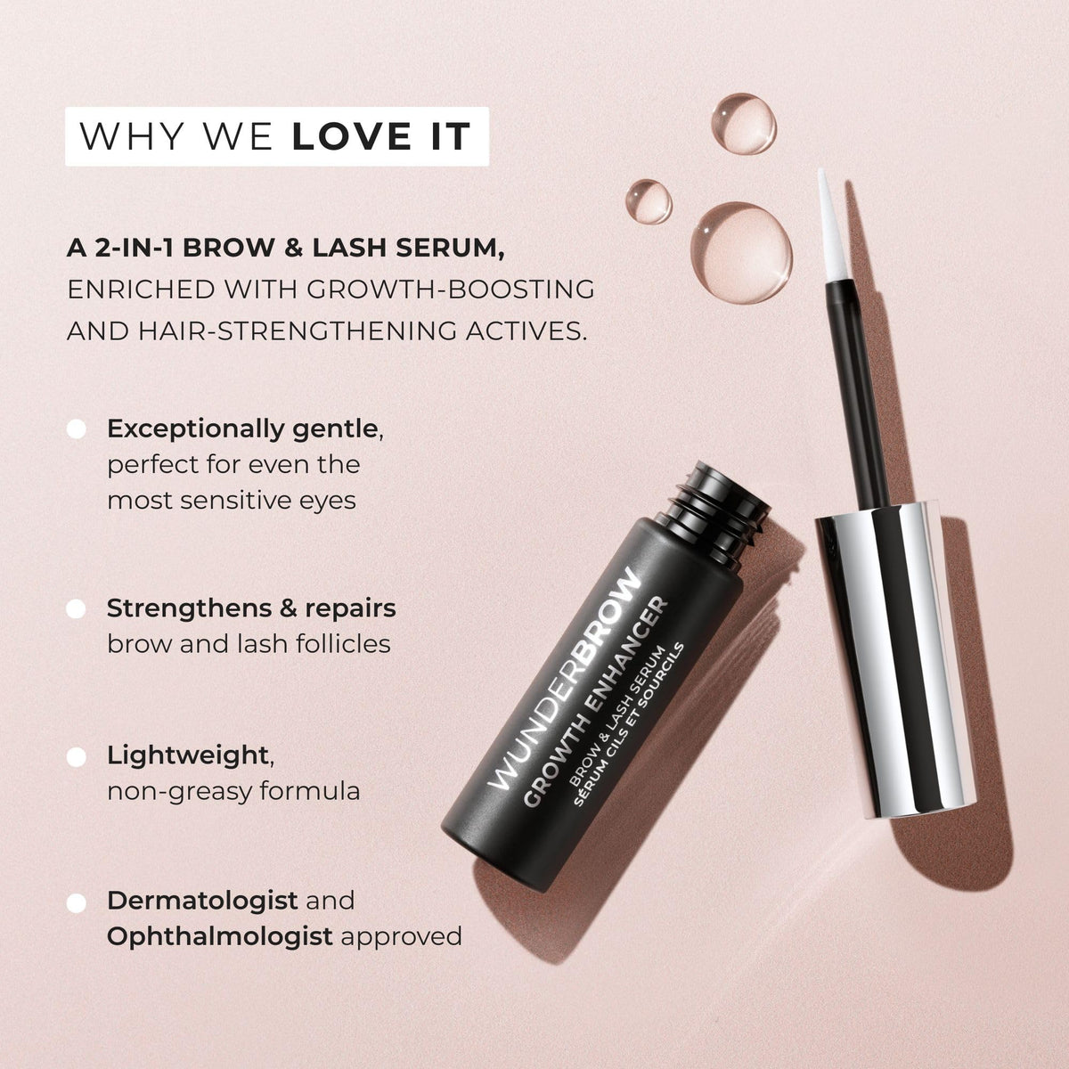 Wunderbrow Growth Enhancer Brow & Lash Serum, 2-in-1 Growth Serum For Fuller, Thicker, Healthier Eyebrows & Eyelashes, Clinically Tested Formula, Visible Results in 6-8 weeks