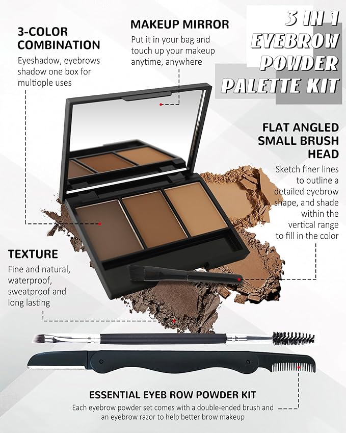 Eyebrow Powder Palette, Eye brow Tinting Filler Kit with Razor for Women-02