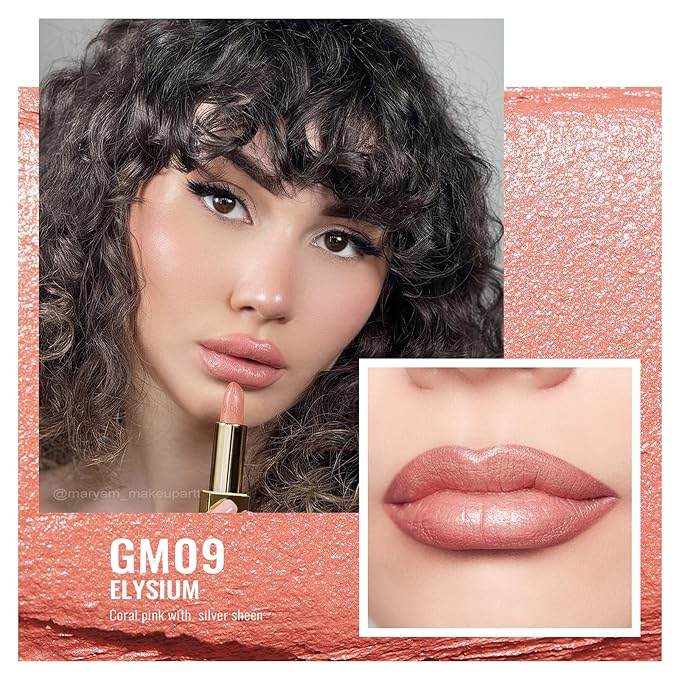 Oulac Metallic Coral Lipstick Set 3PCS High Impact Lipcolor with Moisturizing Formula, Vegan Beauty, Full-Coverage Lip Color, Gift Lipstick for Women, 4.3g X 3PCS, GM09+GM11+GM12