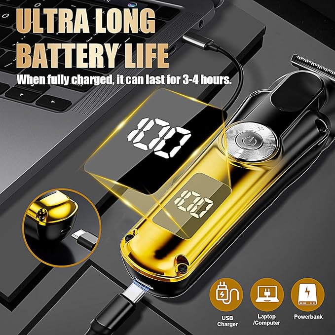 6-in-1 Hair Clipper Beard Trimmer for Men, IPX6 Waterproof Electric Shaver