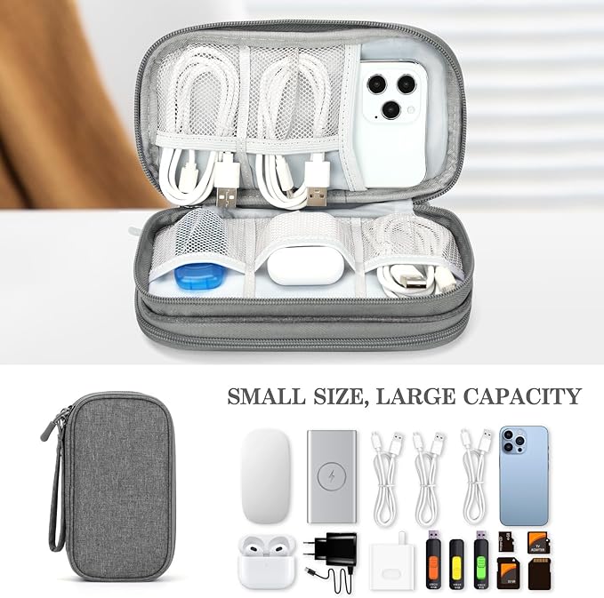 FYY Electronic Organizer, Travel Tech Pouch Bag, Cable Organizer Dark Grey