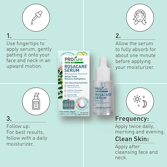 PROcure Rosacare Face Serum 1.08oz - Hyaluronic Acid, Niacinamide, Licorice
