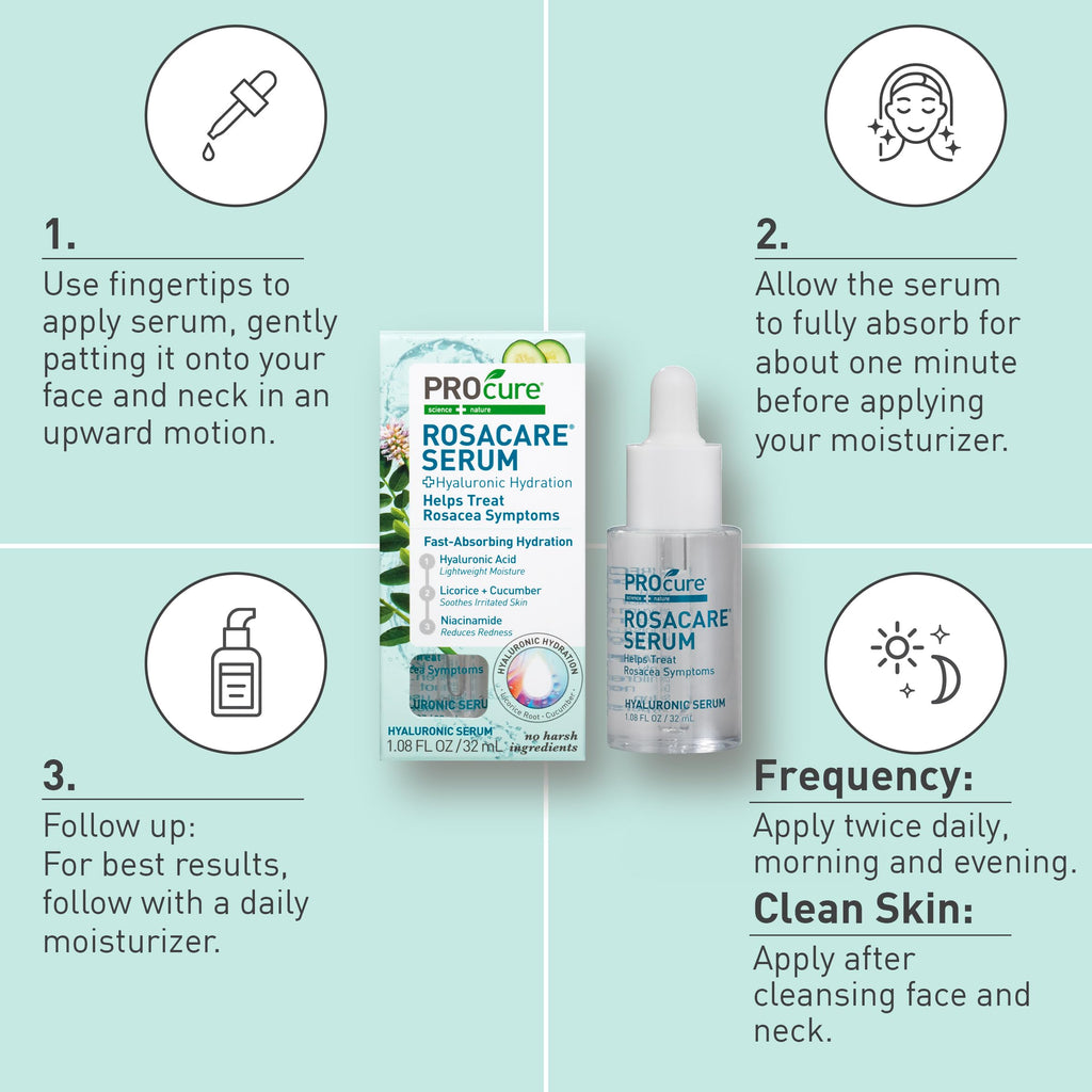 PROcure Rosacare Face Serum 1.08oz - Hyaluronic Acid, Niacinamide, Licorice