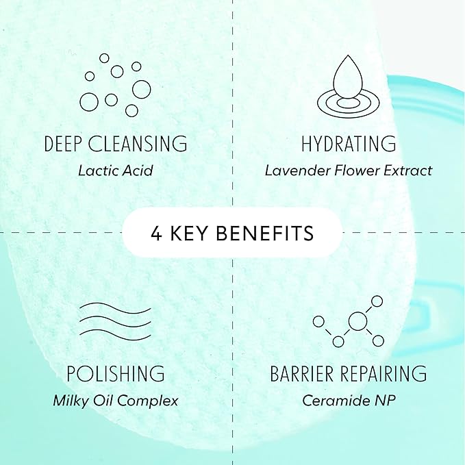 LOOPS Milky Cleanser - Korean Skincare Facial Cleansing Pads, 60 count