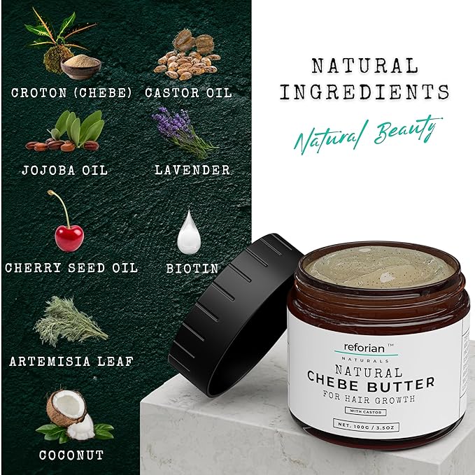 Reforian Chebe Hair Butter for Deep Moisturization, Thickening and Frizz Control, Chebe Butter for Hair Growth Made with African Hair Grease for All Hair Types of Men & Women