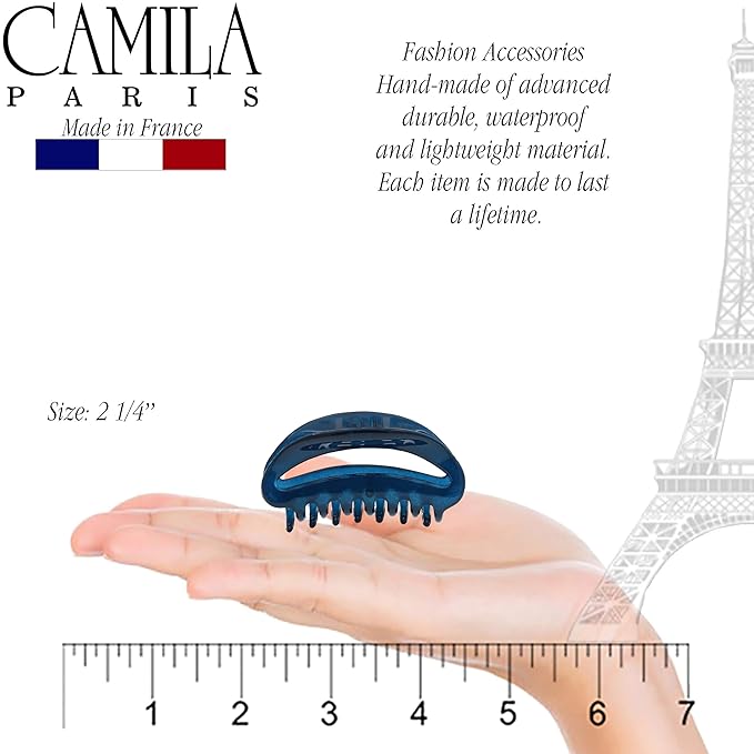 Camila Paris CP3081 French Hair Clip for Women, Small Blue, Girls Hair Claw Clip Jaw Fashion Durable Styling Hair Accessories for Women, Ladies Strong Hold No Slip Grip Clamp, Made in France