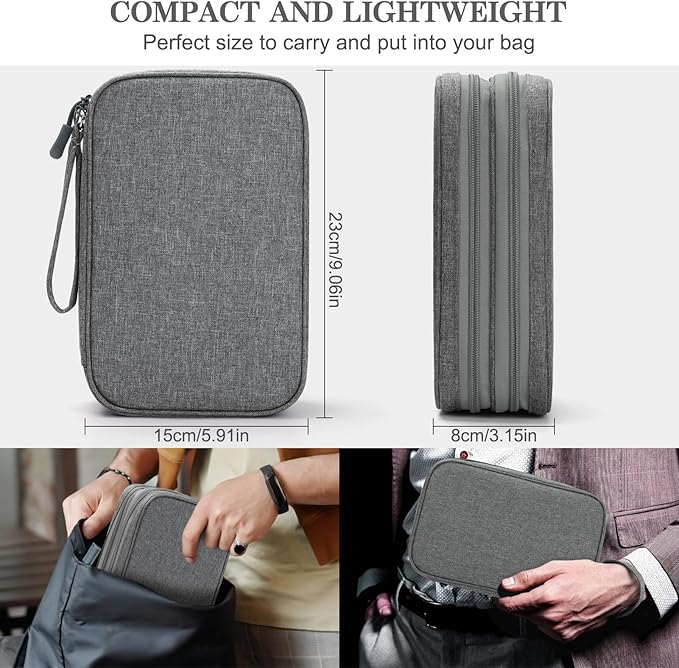 FYY Electronic Organizer, Travel Tech Pouch Bag, Large, Dark Grey