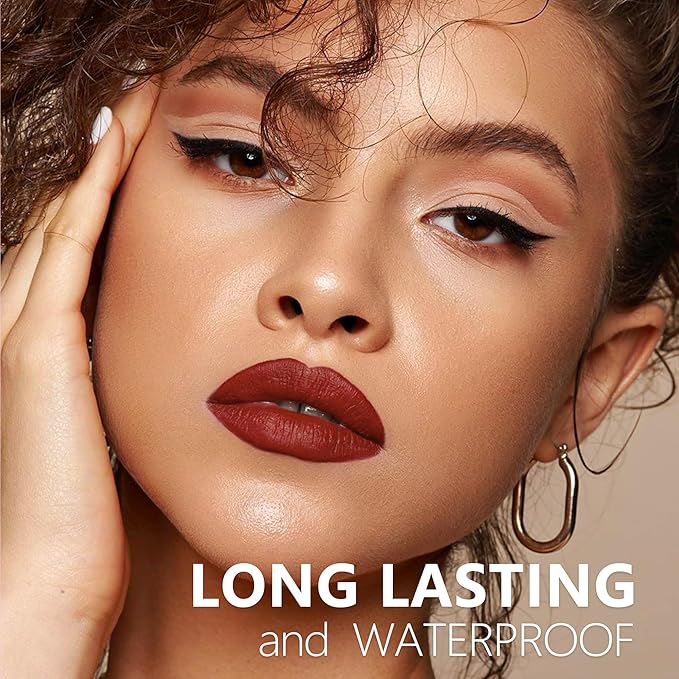 HANLADY Dark Red Lipstick Matte Long Lasting Lipstick for Women Smudgeproof