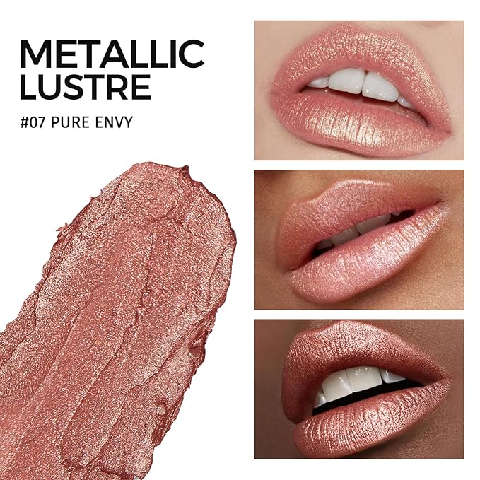 Anglicolor Metallic Nude Pink Lipstick For Women,Hydrating Creamy Formula