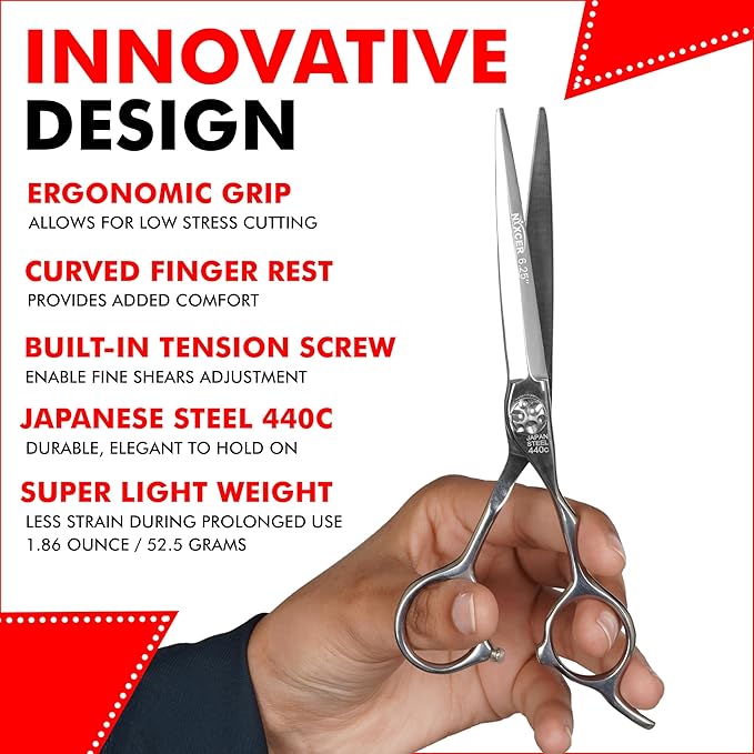 Nixcer Professional Series Hair Cutting Scissors, 6.25" Arc Convex