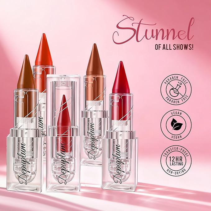 Brown Lipstick Gradient Matte Lipsticks Lip Liner Combo Set for Women Waterproof Long Lasting Lip Stick Pencil Cream Lip Liner and Lipstick Combo Makeup, E2