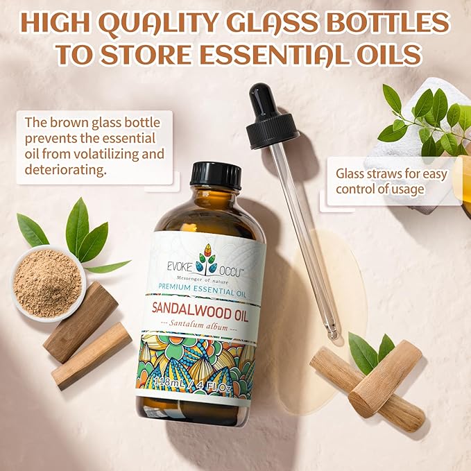EVOKE OCCU Sandalwood Essential Oil for Skin Care, Diffuser & Candle Making