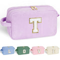 YOOLIFE Girls Travel Makeup Bag - Make Up Bag Mini Cosmetic Bags for Women Makeup Brush Bag Travel Bag Cute Small Makeup Bag Unique Gifts Teacher Gifts Friend Birthday Gifts for Women Her Letter T