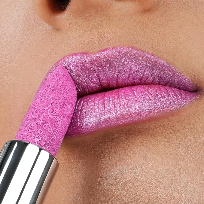 Anglicolor Metallic Bright Pink Lipstick,High Impact Lipcolor,Lightweight Hydrating Formula Smooth and Non-Sticky,Frosted Hot Pink Lipstick For Women,Full-Coverage Lip Color (15 VELOCITY,4g)