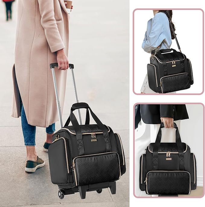 Prokva Rolling Makeup Case, Professional Makeup Train Case with Wheels