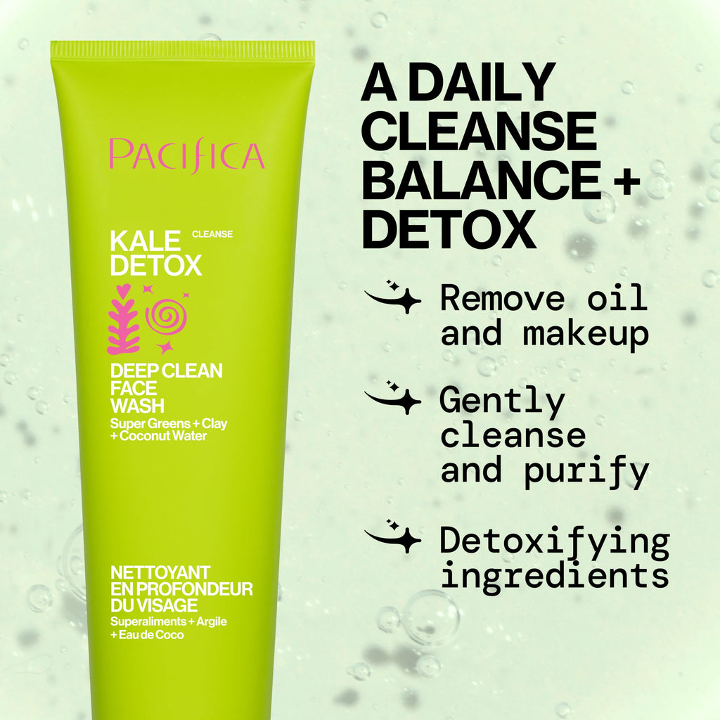 Pacifica Kale Detox Face Wash for Oily & Acne-Prone Skin, Deep Cleansing Facial Cleanser & Makeup Remover with Super Greens Kale, Seaweed & Clay, 5 fl oz –Clean Beauty, Vegan & Cruelty-Free