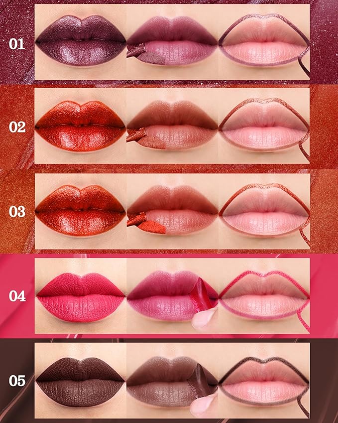 Peel Off Lip Liner Stain, Long Lasting Waterproof Lip Tint Stain Peel Off