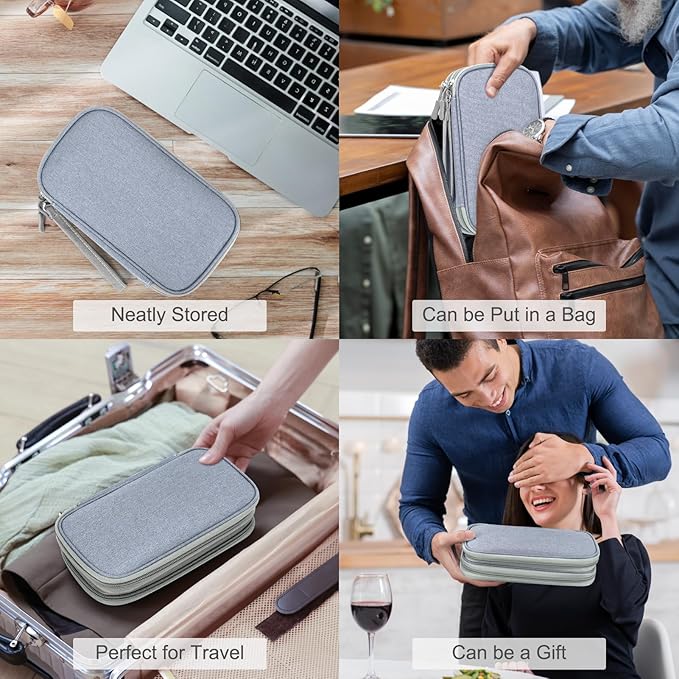 FYY Electronic Organizer, Travel Tech Pouch Bag, Medium, Light Grey