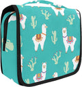 senya Hanging Travel Toiletry Bag Kit Makeup Case Cosmetics Organizer for Men Women Green Llama Alpaca And Cactus