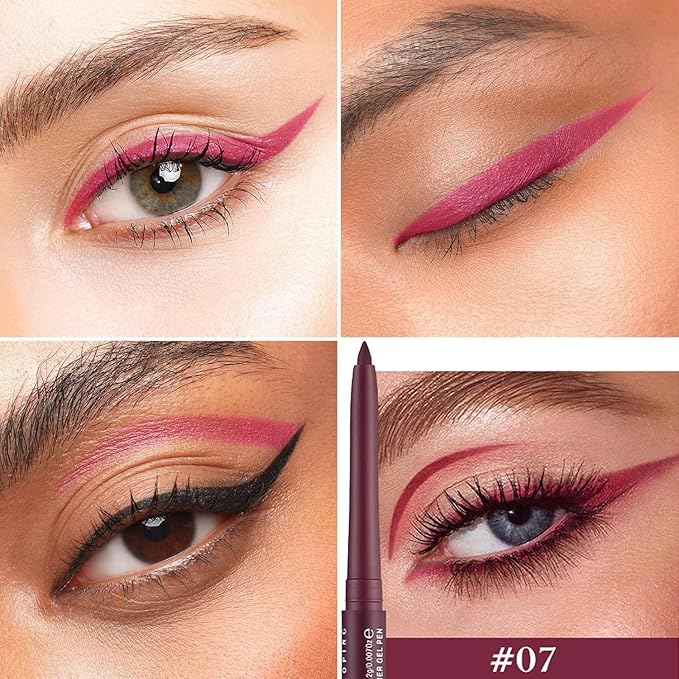 Mefyhtune Burgundy Eyeliner Pencil Waterproof Retractable Eyeliner Burgundy Smudge-proof Hypoallergenic (07#)