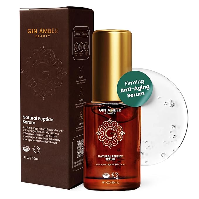 Gin Amber Beauty Peptide Facial Serum- Firming Skin Serum with Vit E 1fl oz